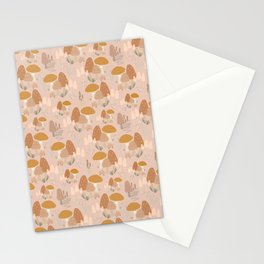 Mushroom Toadstool Pink Earth Tones Neutral  Stationery Card