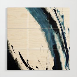 Reykjavik: a pretty and minimal mixed media piece in black, white, and blue Wood Wall Art
