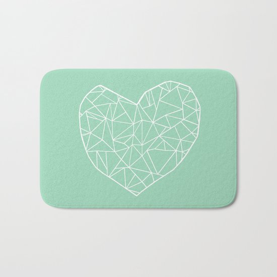 Abstract Heart Mint Bath Mat