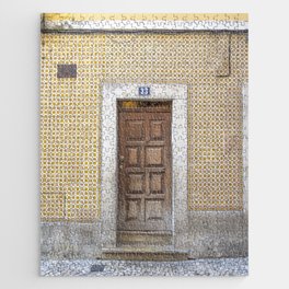 The brown door nr. 33 art print- Yellow azulejos in Alfama, Lisbon, Portugal - travel photography Jigsaw Puzzle