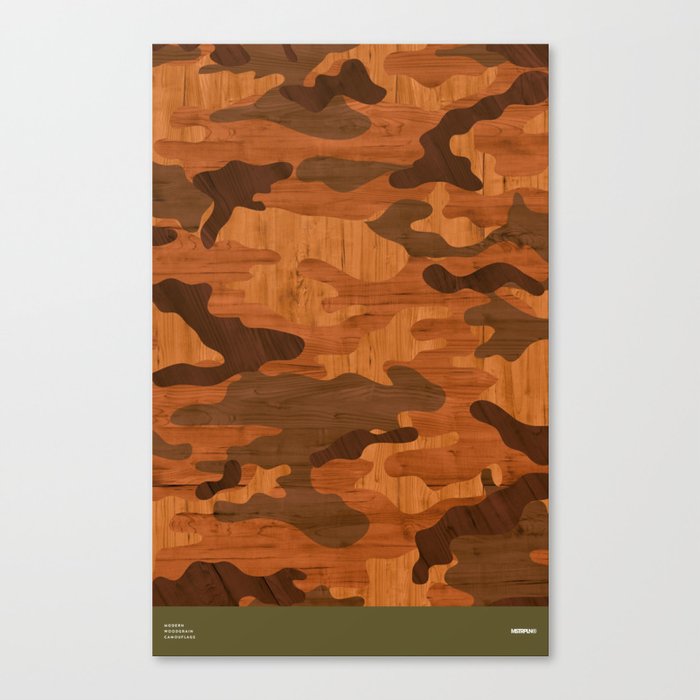 Modern Woodgrain Camouflage / Woodland Print Canvas Print