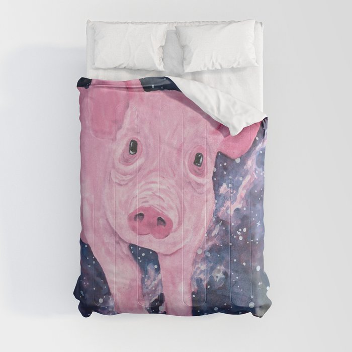 Pig in a Space Blanket Comforter by Melissa M Angles Society6