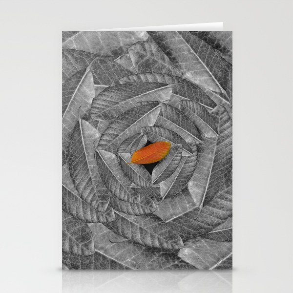 Orange Leaf On Grey And Silver Leaves - Beautiful Background - Autumn mood #decor #society6 #buyart Stationery Cards