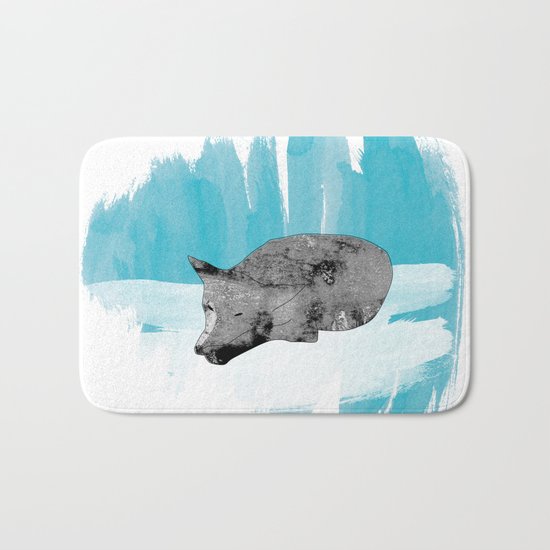 sleeping wolf Bath Mat