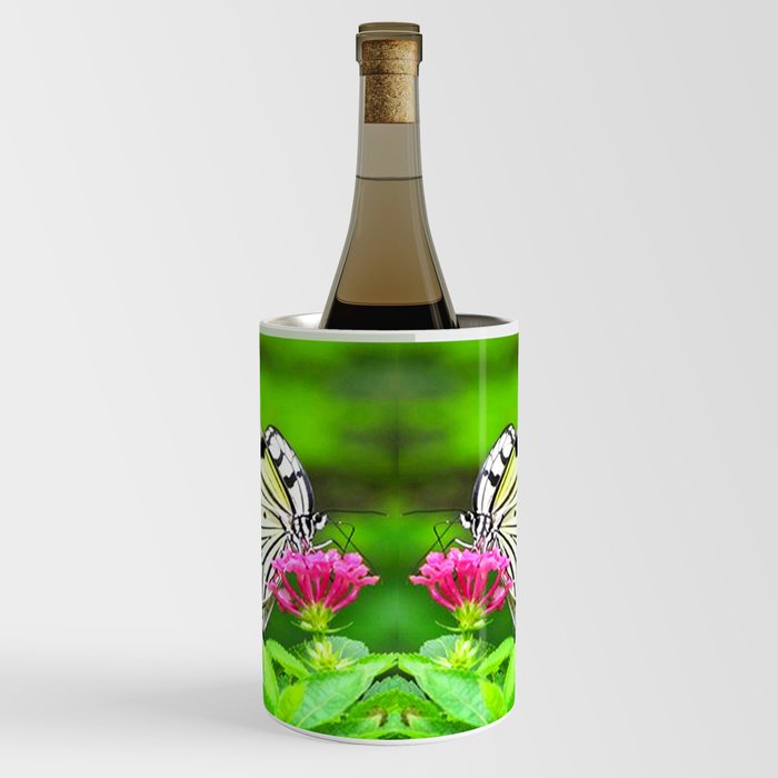 Butterfly and Pink Flowers Wine Chiller