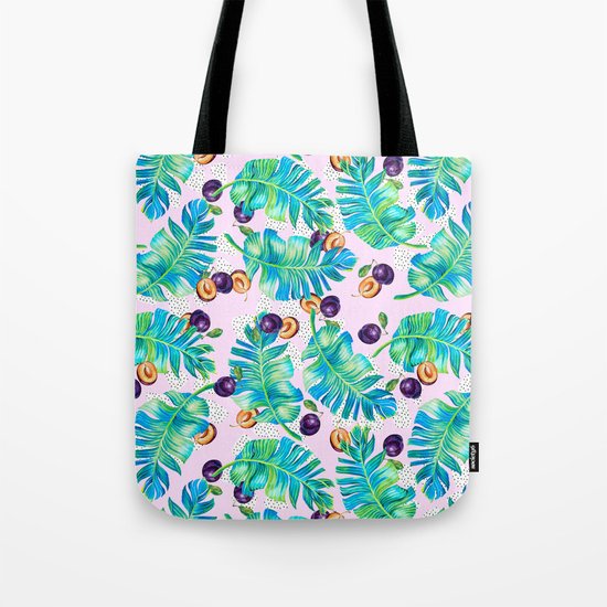 Pattern Plum & leaf Tote Bag