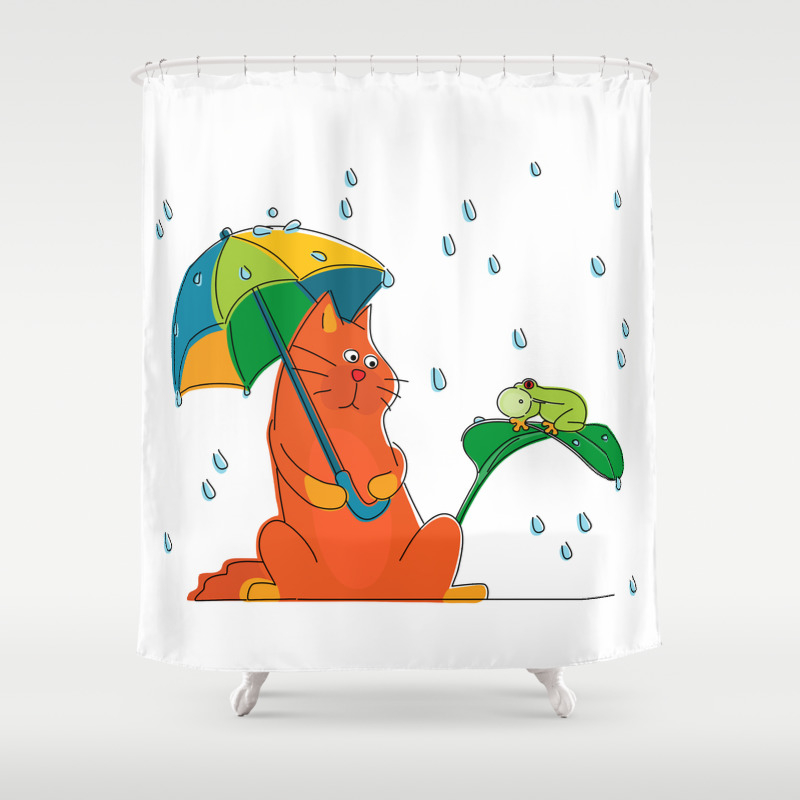 Cat And Frog Shower Curtain By Johannashaw Society6