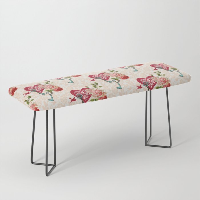 Cute Valentines Day Heart Pattern Lover Bench