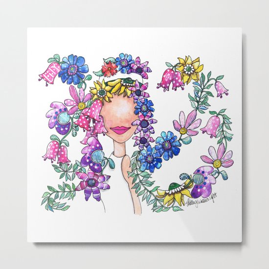 Flowers in Her Hair Metal Print
