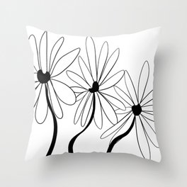Simple minimalistic three flowers Throw Pillow