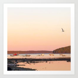 Pink Sunset Over the Harbor Art Print