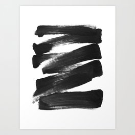 Black Brushstrokes Abstract Ink Painting Art Print