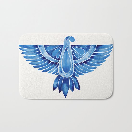 Navy Parrot Bath Mat