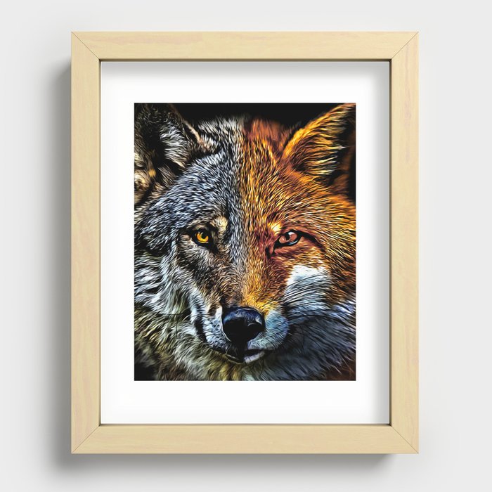 Fox Wolf Face Recessed Framed Print