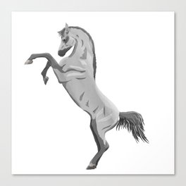  light gray horse rearing, digital painting Canvas Print