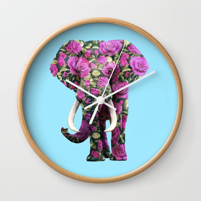 Floral Elephant Wall Clock