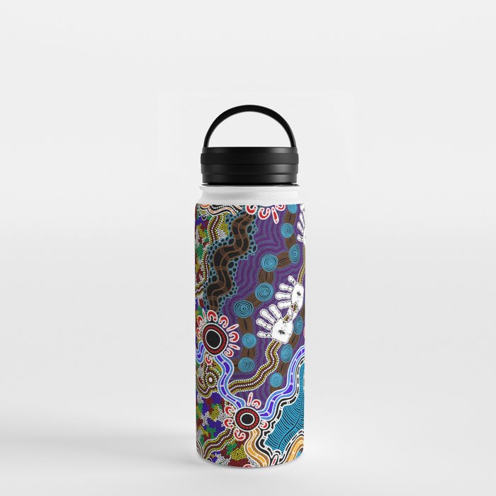 Authentic Aboriginal Art - Discovering Your Dreams Water Bottle