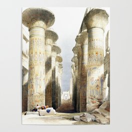 Great Hall at Karnak temple in Thebes illustration by David Roberts Poster
