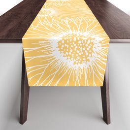Yellow Sunflowers Line Art Table Runner