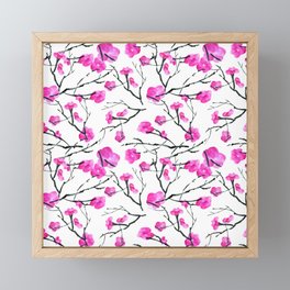 Cherry blossom Hanami ink Pattern Fuchsia  Framed Mini Art Print