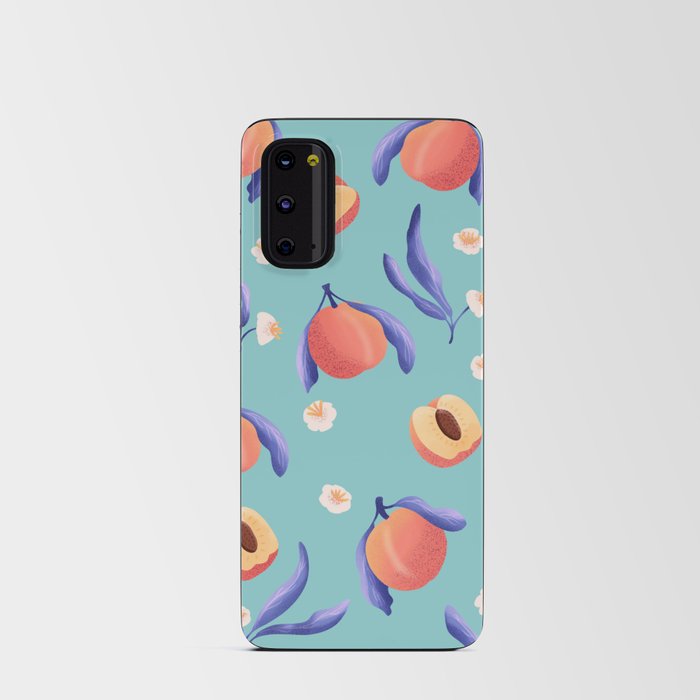 Seamless pattern with hand drawn peaches and floral elements Android Card Case