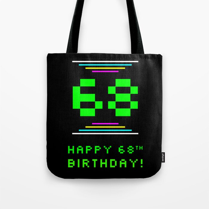 68th Birthday - Nerdy Geeky Pixelated 8-Bit Computing Graphics Inspired Look Tote Bag