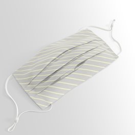 [ Thumbnail: Light Gray and Light Yellow Colored Lines/Stripes Pattern Face Mask ]