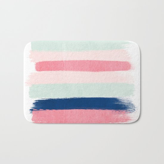 Painted stripes trendy color palette minimal striped decor nursery home Bath Mat
