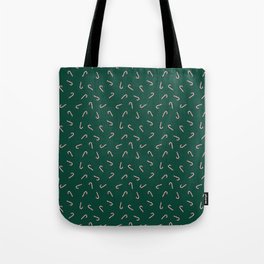 Candy Cane -  White and red on dark green Tote Bag
