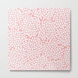 White Floral Pattern on Coral - Mix & Match with Simplicity of Life Metal Print | Peach, Geometrical, Feminine, Shapes, Painting, Pink, Ornament, White, Summer, Pattern 
