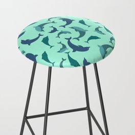 Playful Dolphins on Aquamarine Background Bar Stool