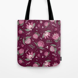 Protea Garden Burgundy Tote Bag