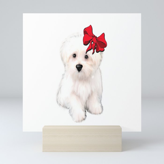Cute Maltese dog.Perfect gift for dog lovers Mini Art Print by