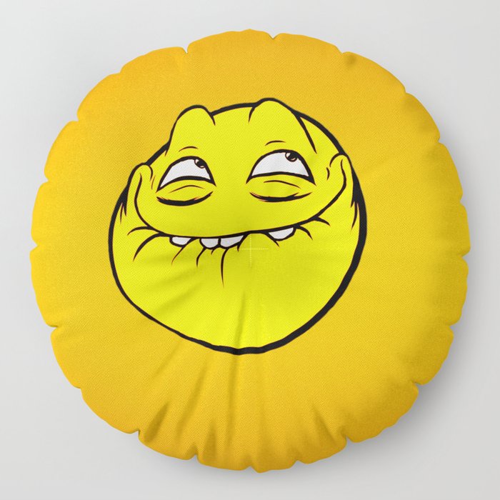 Meme Face Smiley Emoticon Yelow Funny Head Troll Floor Pillow By Marios Society6