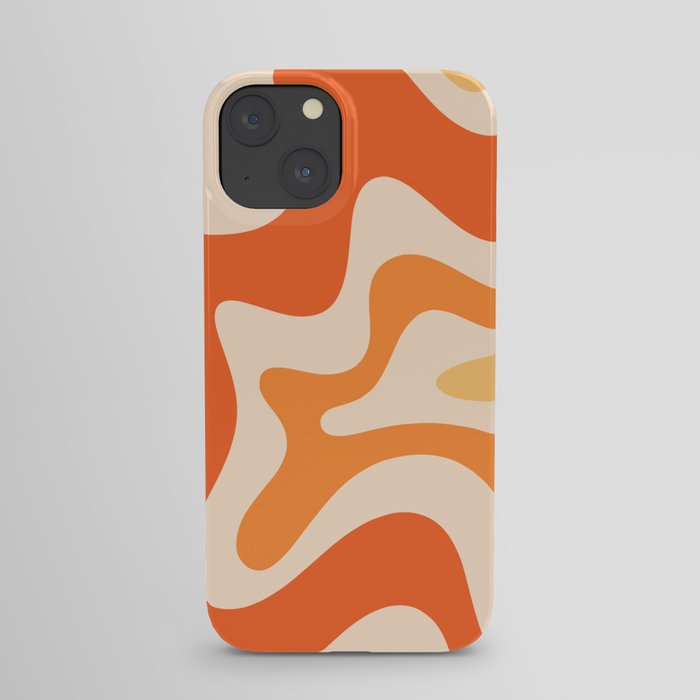 Retro Liquid Swirl Abstract Pattern Square Tangerine Orange Tones iPhone Case