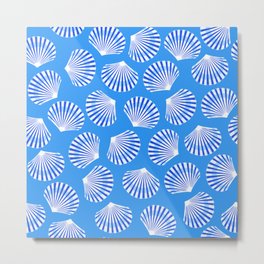 Blue Sea Scallop Shell Pattern Metal Print