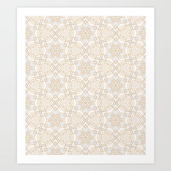 Golden Geo Stars Art Print