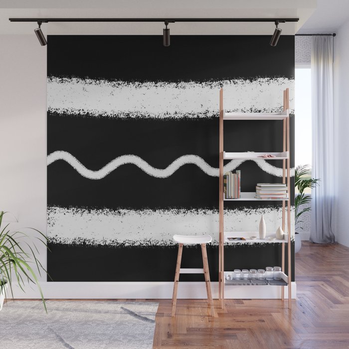 Black and white stripes and curves Wall Mural