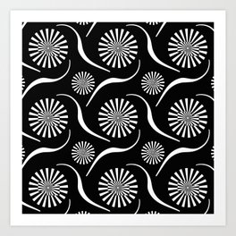 Abstract Geometric Black and White seamless pattern Art Print