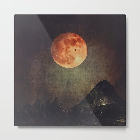 Moon over Dark Mountains Metal Print