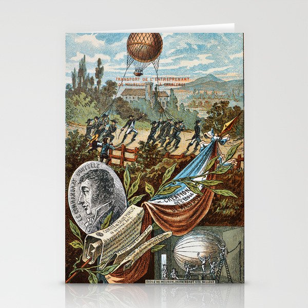 Vintage aviation hot air balloon poster  Stationery Cards