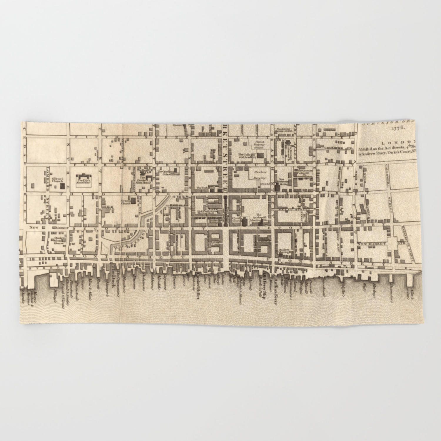 Vintage Map Of Philadelphia Pennsylvania 1776 Beach Towel By Bravuramedia Society6