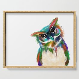 Emilie Owl Serving Tray | Baby, Nursery, Bright, Digital, Bird, Painting, Colorful, Owl 