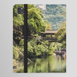 China Photography - Boat Flowing Down The River Between Dense Trees iPad Folio Case