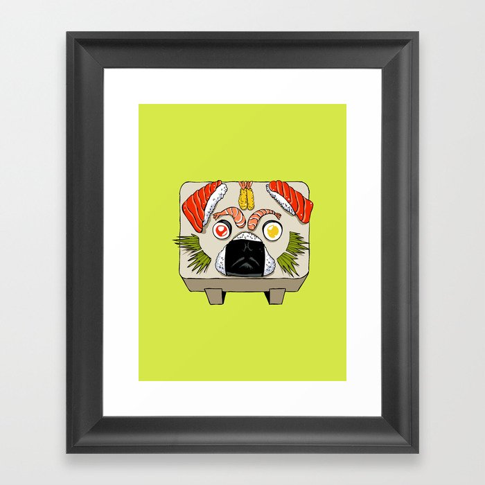 Pug Sushi Framed Art Print