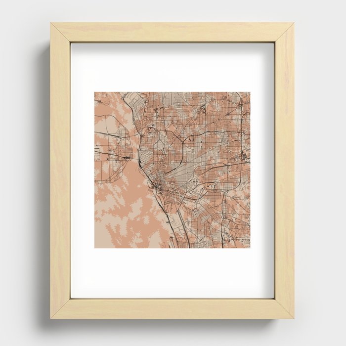 Buffalo - USA, Artistic Map Collage Recessed Framed Print