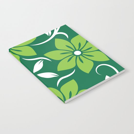 Green Spring Flower Pattern Notebook