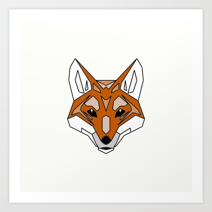 Geometric Fox - Abstract, Animal Design Art Print