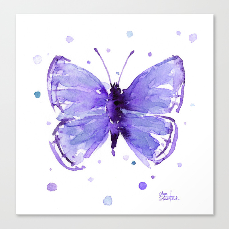 Butterfly Painting Purple Violet Abstract Butterfly Canvas Print