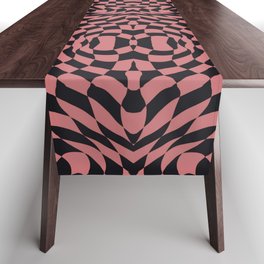 Burnt pink checker symmetrical pattern Table Runner